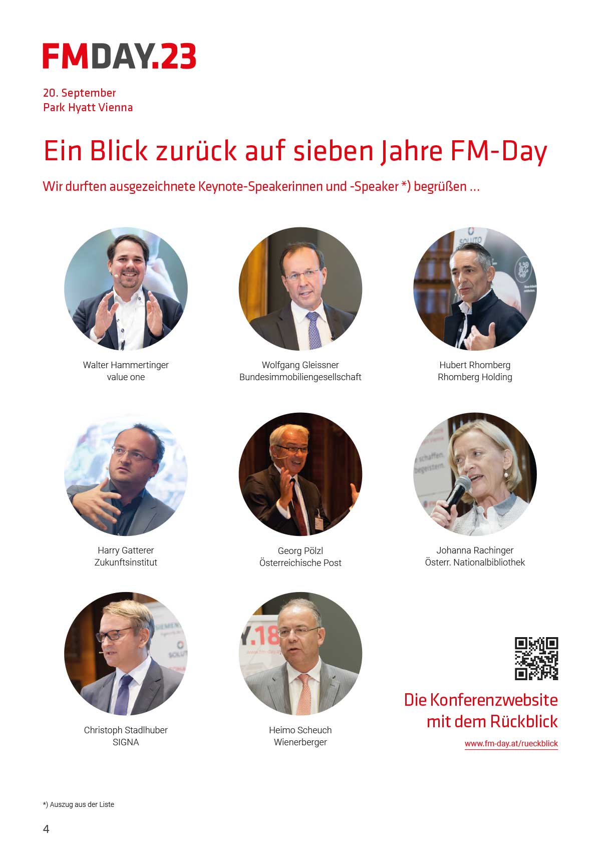 Auszug aus der Liste der Keynote Speaker